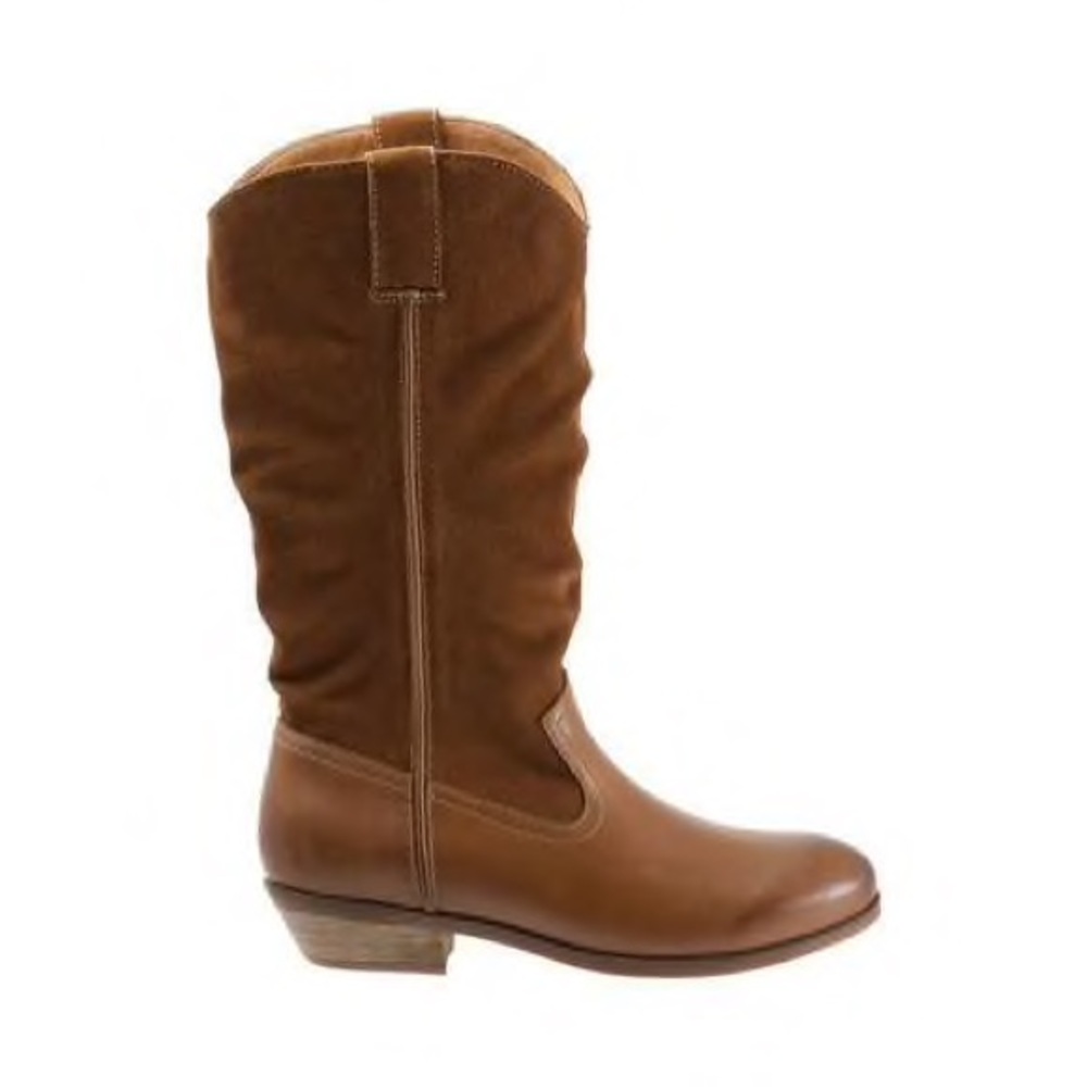Cognac Leather Distressed Wide Fit Knee High Boots - Picture 4 of 4